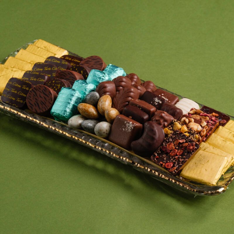 Plateau en verre à Bords doré