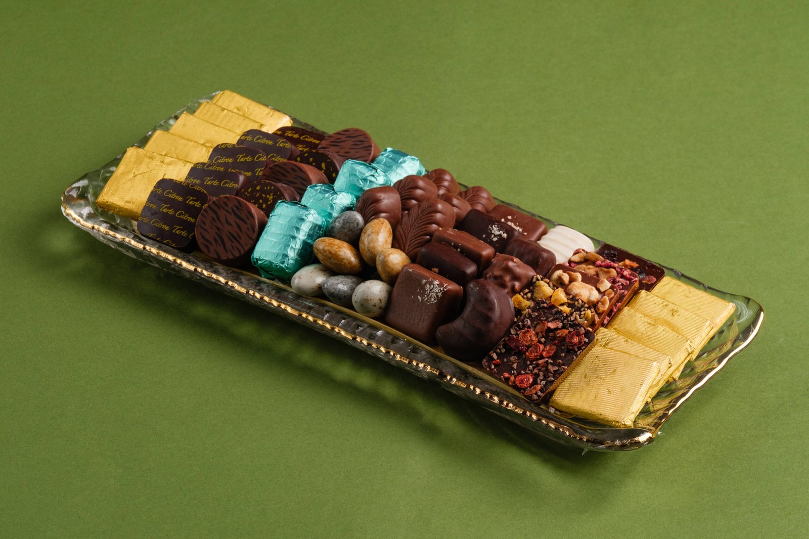 Plateau en verre à Bords doré