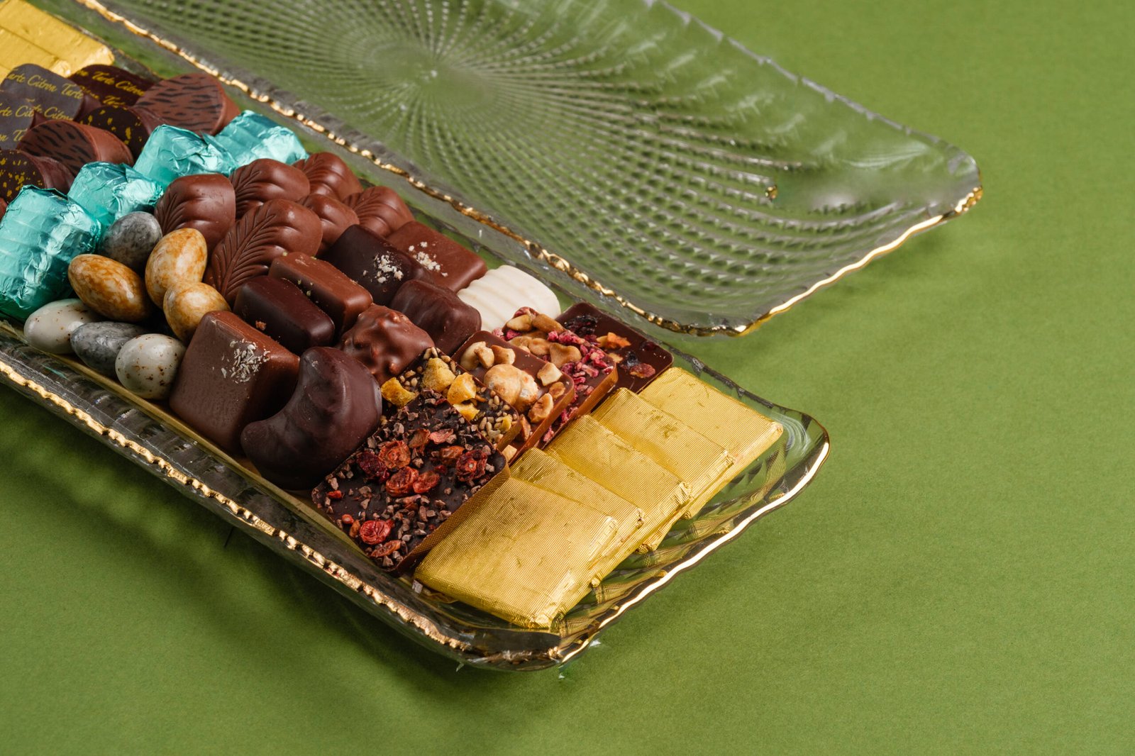 Plateau en verre à Bords doré – Image 2