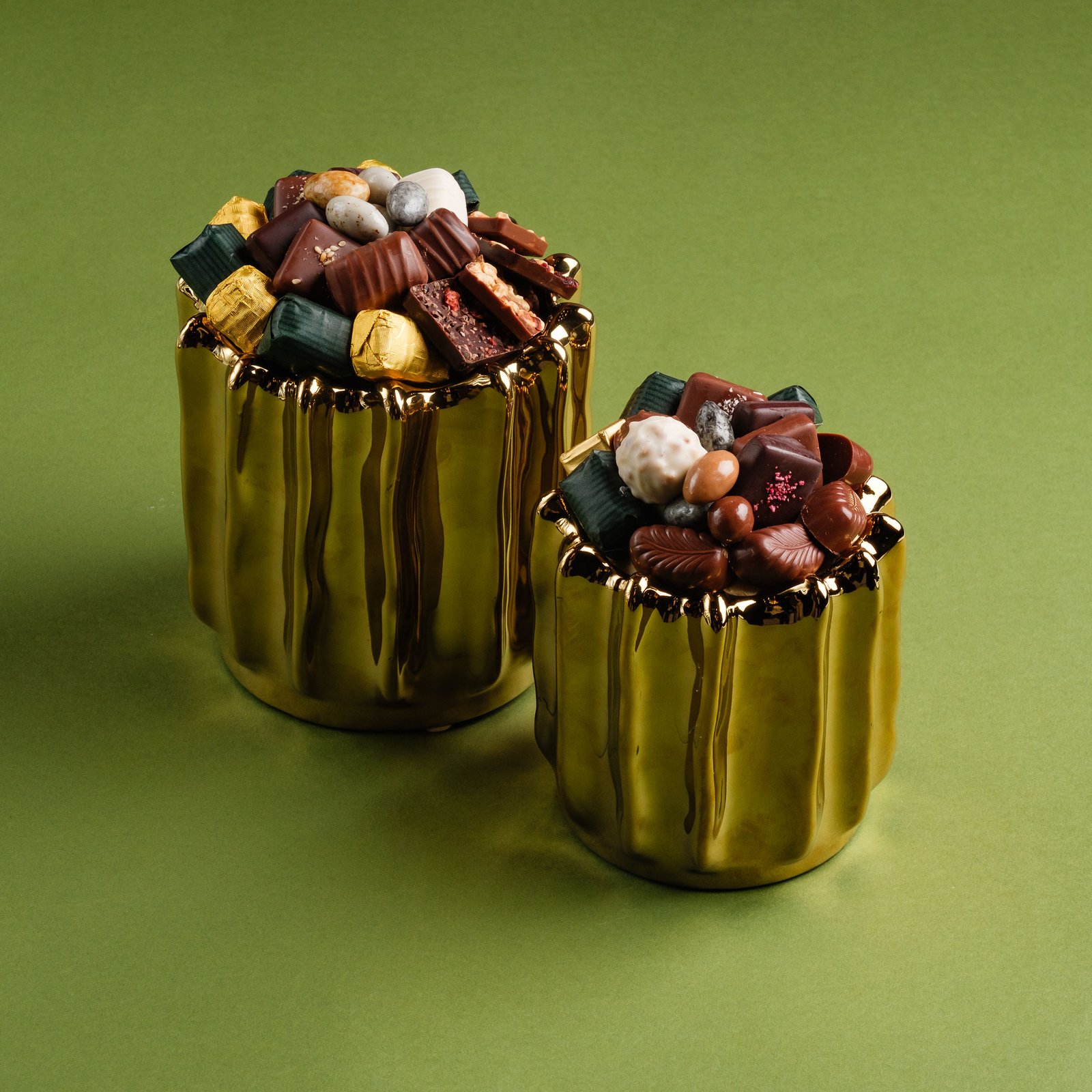 Cache Pot doré côtelé