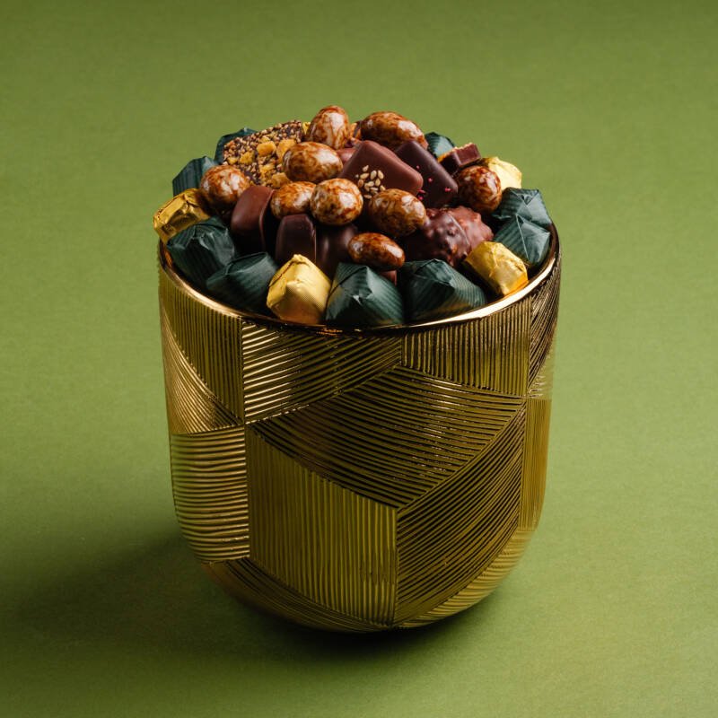 Cache pot Doré nervuré