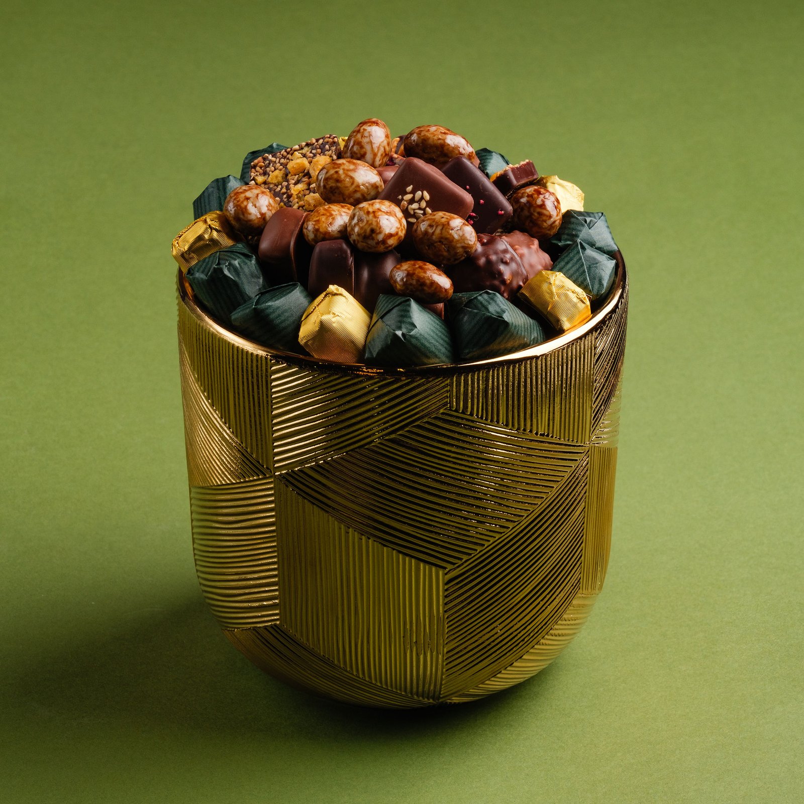 Cache pot Doré nervuré